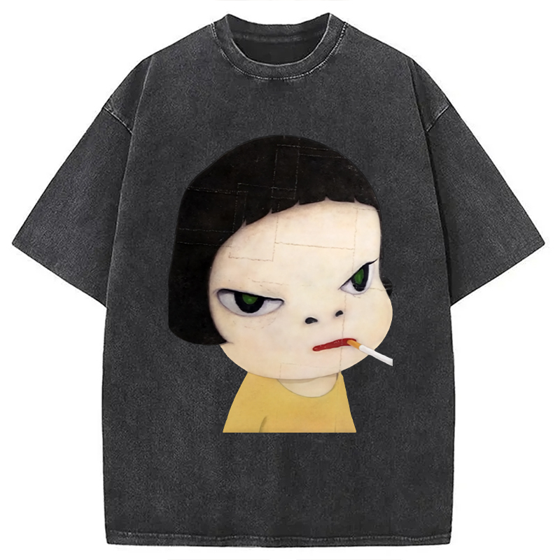 Too Young To Die Smoking Girl Washed T-Shirt