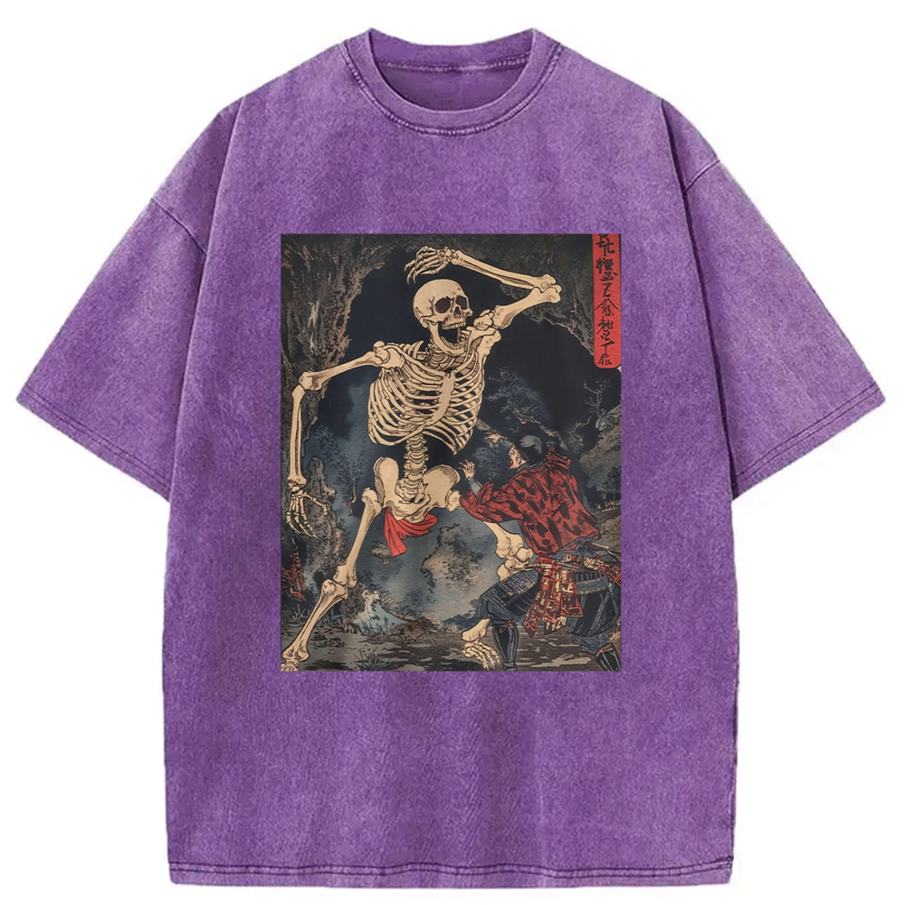 Japanese Horror Skeleton Washed T-Shirt