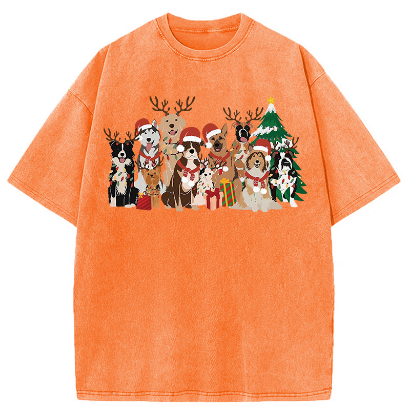 Christmas Dogs Washed T-Shirt