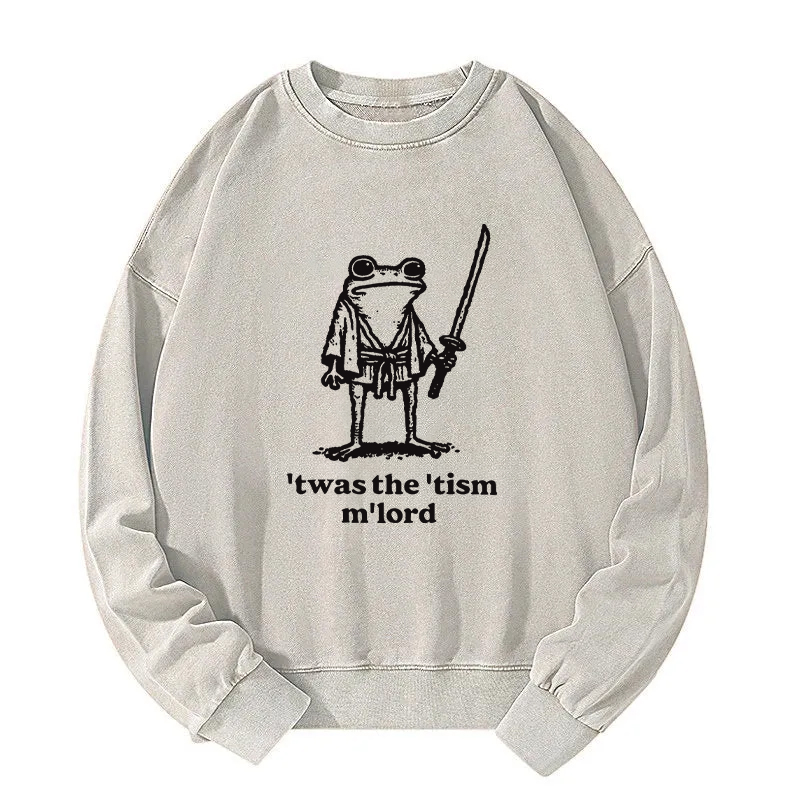 Focused Samurai Frog Washed Sweatshirt
