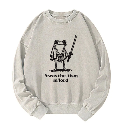 Focused Samurai Frog Washed Sweatshirt