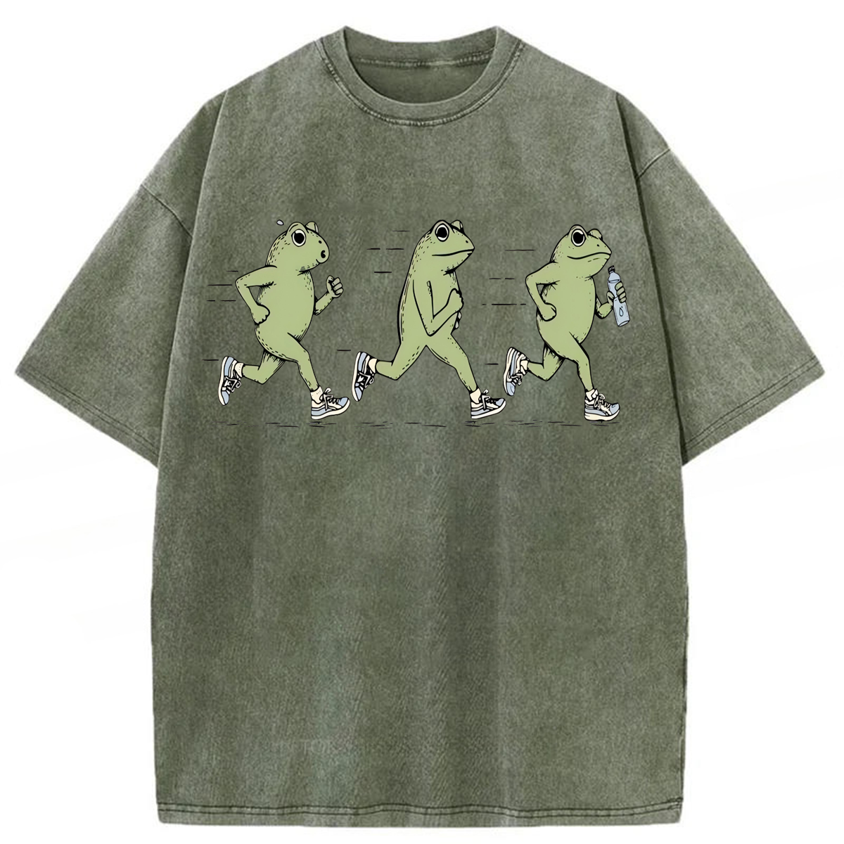 Tokyoviva Funny Jogging Frogs Washed T-shirt