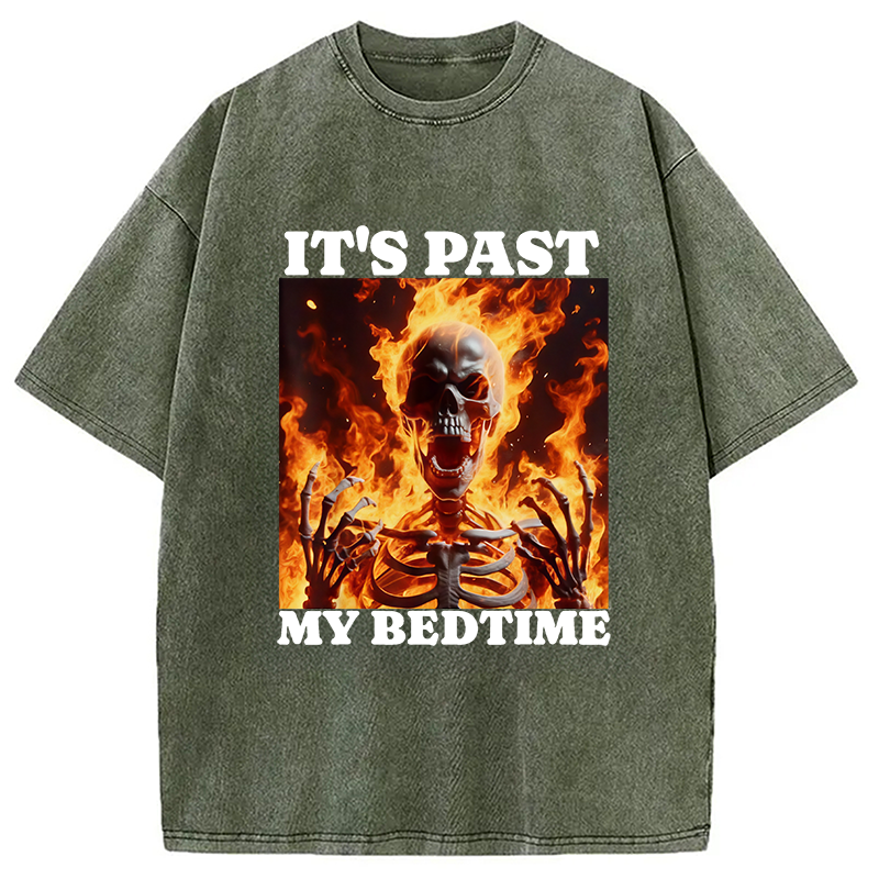 It's Past My Bedtime Funny Skeleton Meme Washed T-Shirt