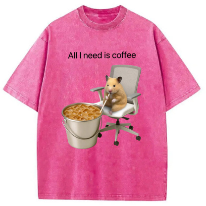 All I Need Is Coffee Meme Washed T-Shirt