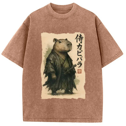 Capybara Samurai Washed T-Shirt