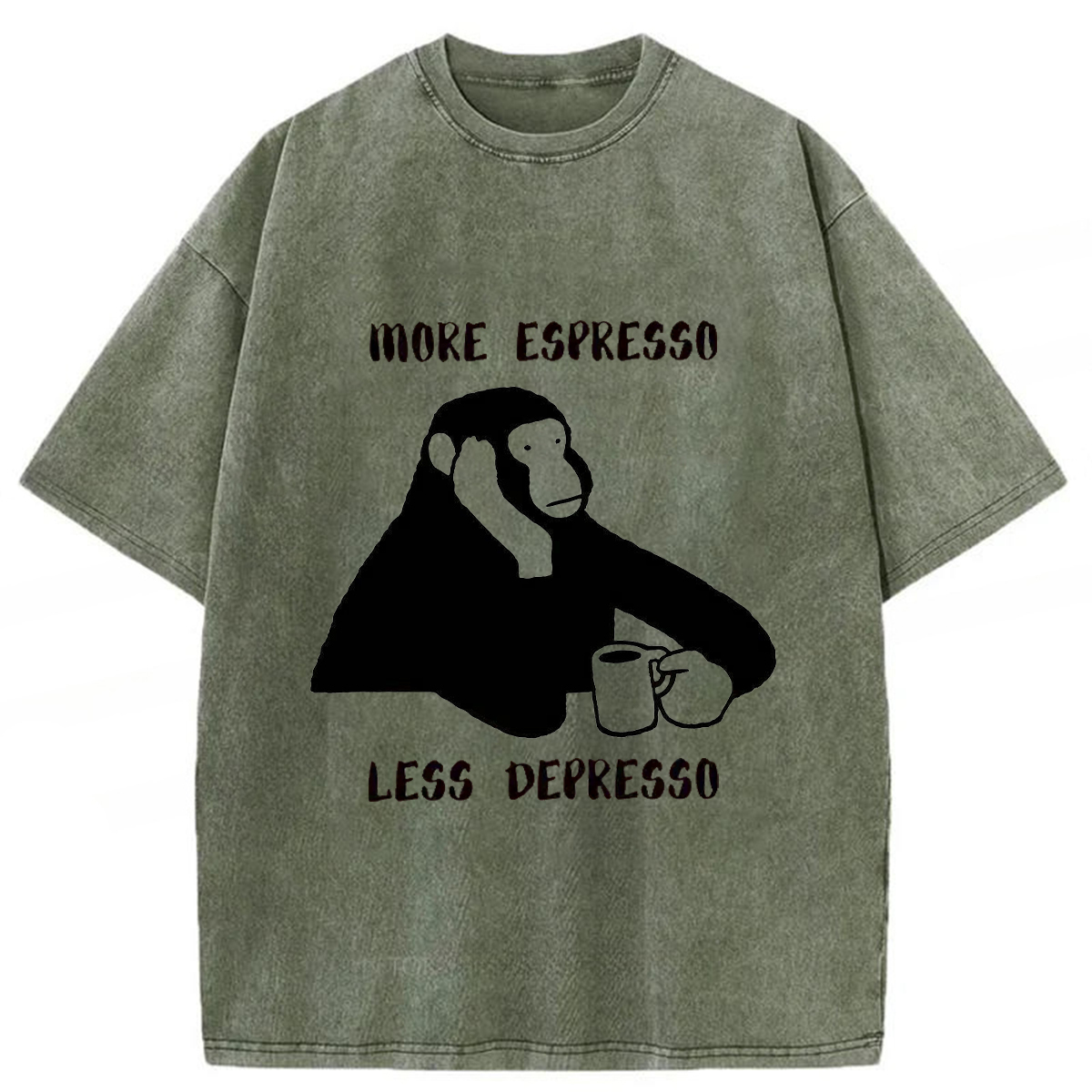 Tokyoviva Monkey With A Coffee Mug Washed T-shirt