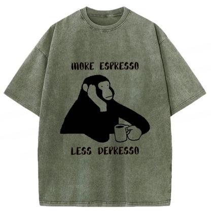 Tokyoviva Monkey With A Coffee Mug Washed T-shirt