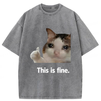 Tokyoviva Cat Meme Funny Washed T-shirt
