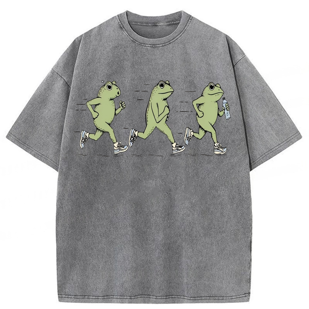 Tokyoviva Funny Jogging Frogs Washed T-shirt