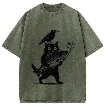 Black Animals Washed T-Shirt