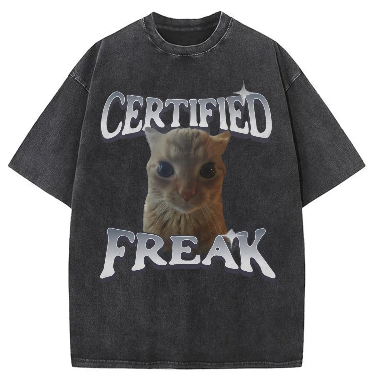 Tokyoviva Certified Freak Funny Cat Washed T-shirt