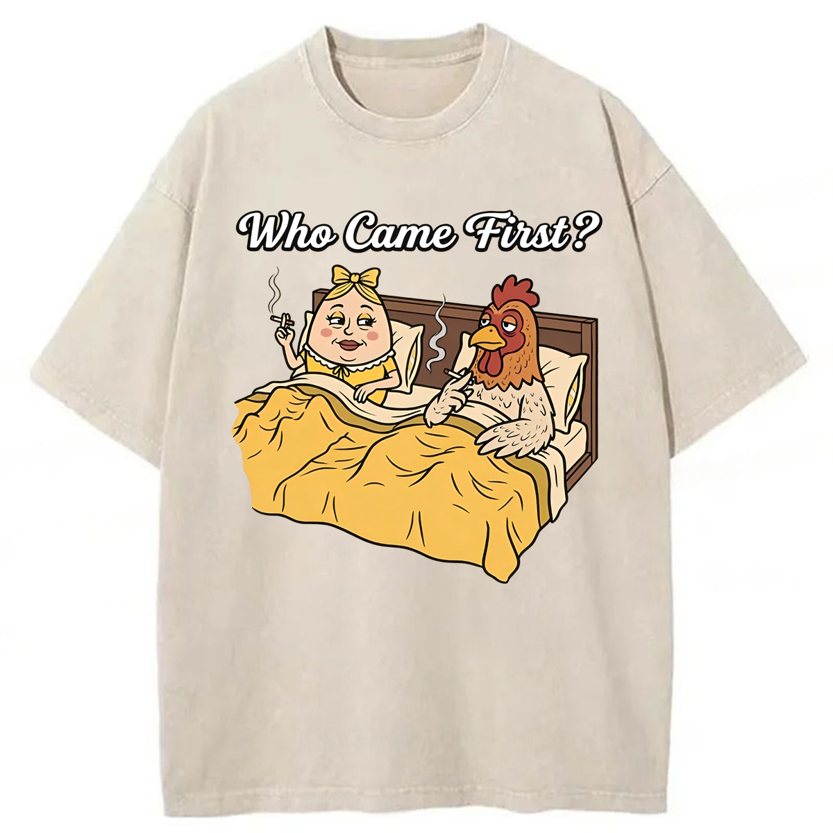 Tokyoviva Funny Who Came First Washed T-shirt