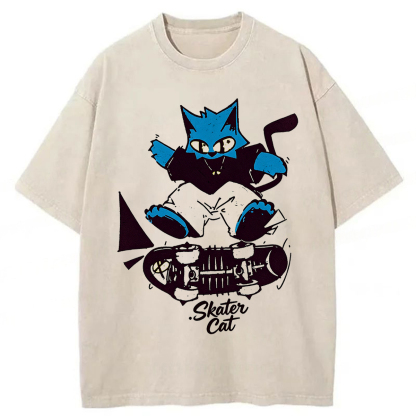 Tokyoviva Skater Cat Washed T-shirt