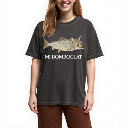 Bomboclat Fish Cat Meme Gradient Washed T-Shirt