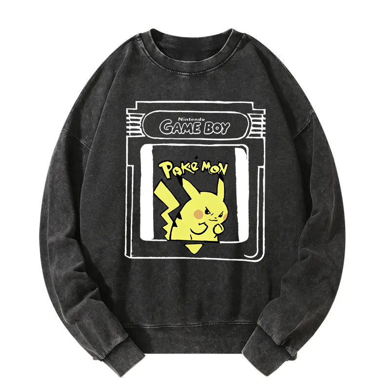 Casual Washed Pikachu Washed Sweatshirt