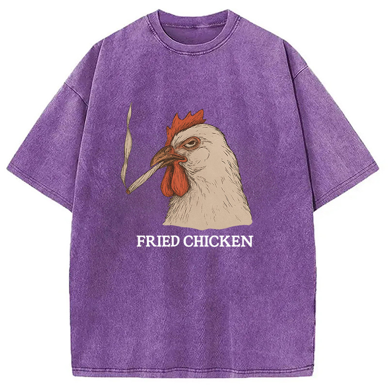 Fried Chicken 420 Smoking Meme Washed T-Shirt