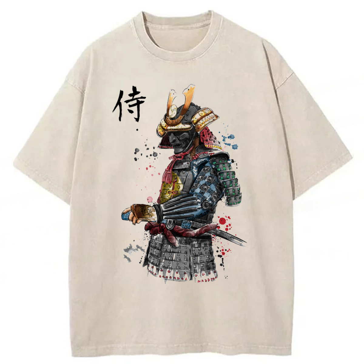 Tokyoviva Samurai Watercolor Washed T-shirt