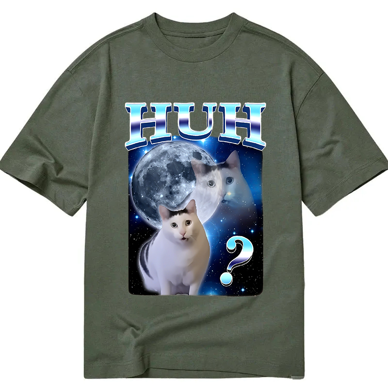 Huh Cat Funny Dank Meme Moon Classic T-Shirt