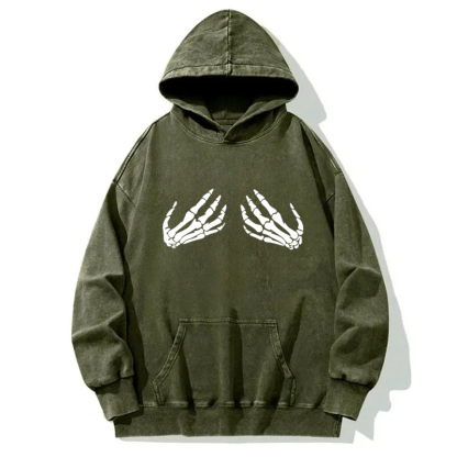 Halloween Skeleton Hands Washed Hoodie