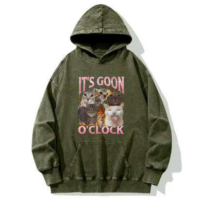 It's Goon O'Clock Funny Cat Meme Washed Hoodie