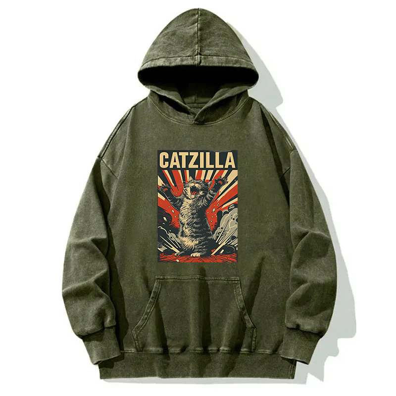 Catzilla Roaring Washed Hoodie