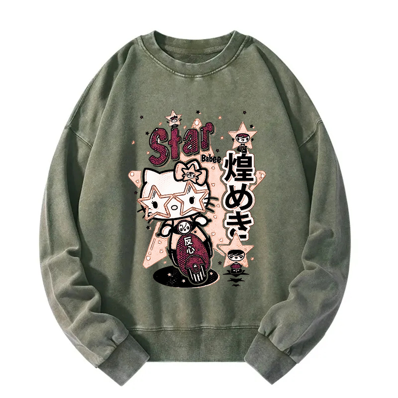 Rebellious Kitten Washed Sweatshirt