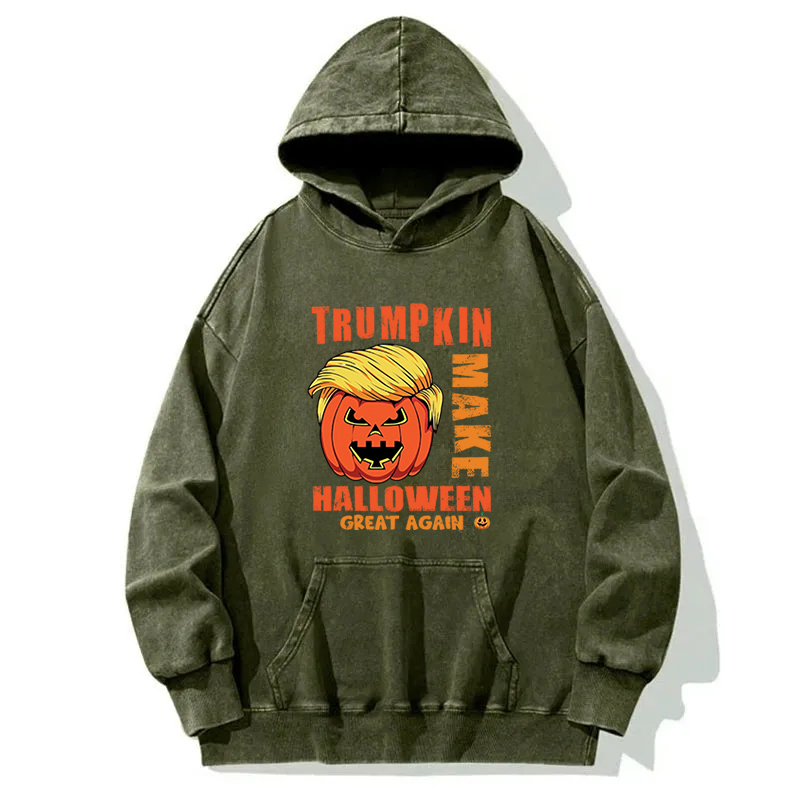 Funny Trumpkin Halloween Washed Hoodie