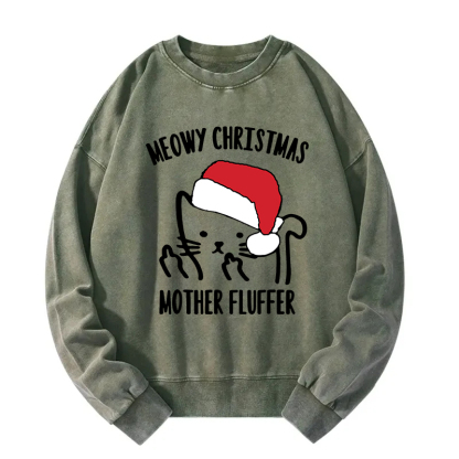 Funny Christmas Cat Meme Washed Sweatshirt