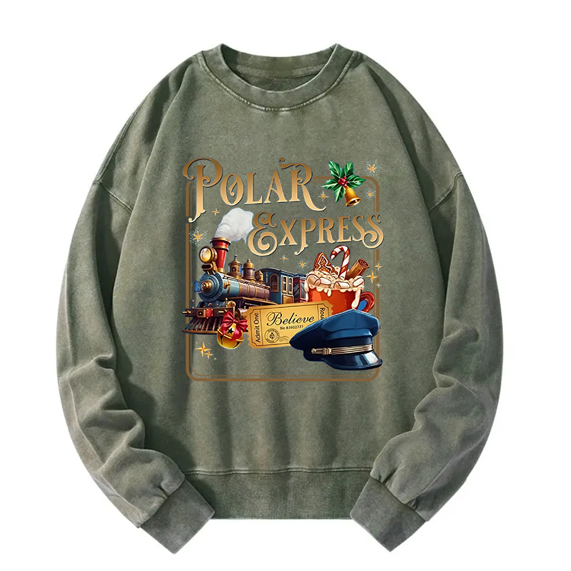 Admit One Believe Christmas Washed Sweatshirt