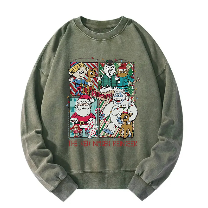 The Red Nosed Reindeer Christmas Washed Sweatshirt