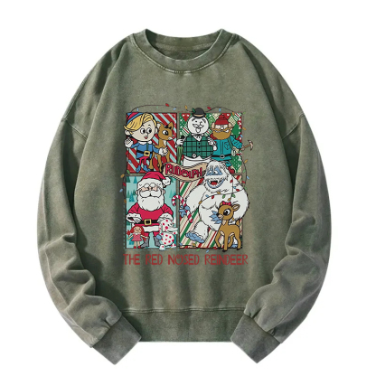 The Red Nosed Reindeer Christmas Washed Sweatshirt
