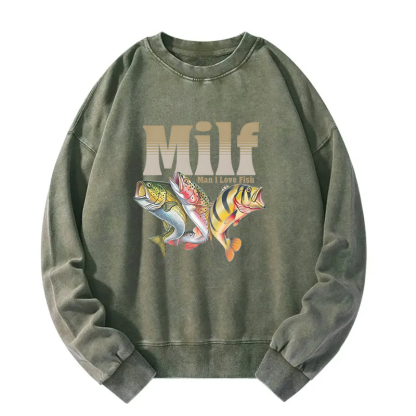 Man I Love Fish Meme Washed Sweatshirt