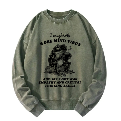 Awakened Thinking Virus Frog Washed Sweatshirt