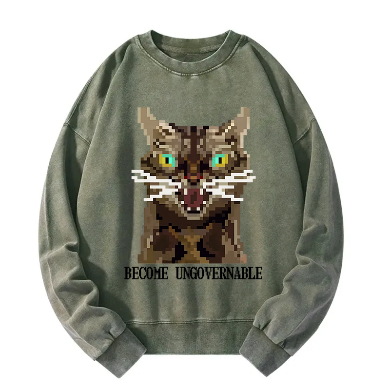 Angry Become Ungovernable Cat Washed Sweatshirt