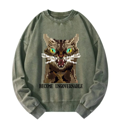 Angry Become Ungovernable Cat Washed Sweatshirt