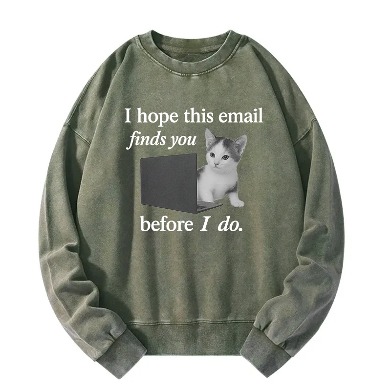 Funny Brainrot Cat Meme Washed Sweatshirt