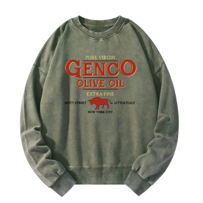 Genco Olive Oil Godfather Extra Virgin Retro Funny Meme Washed Sweatshirt
