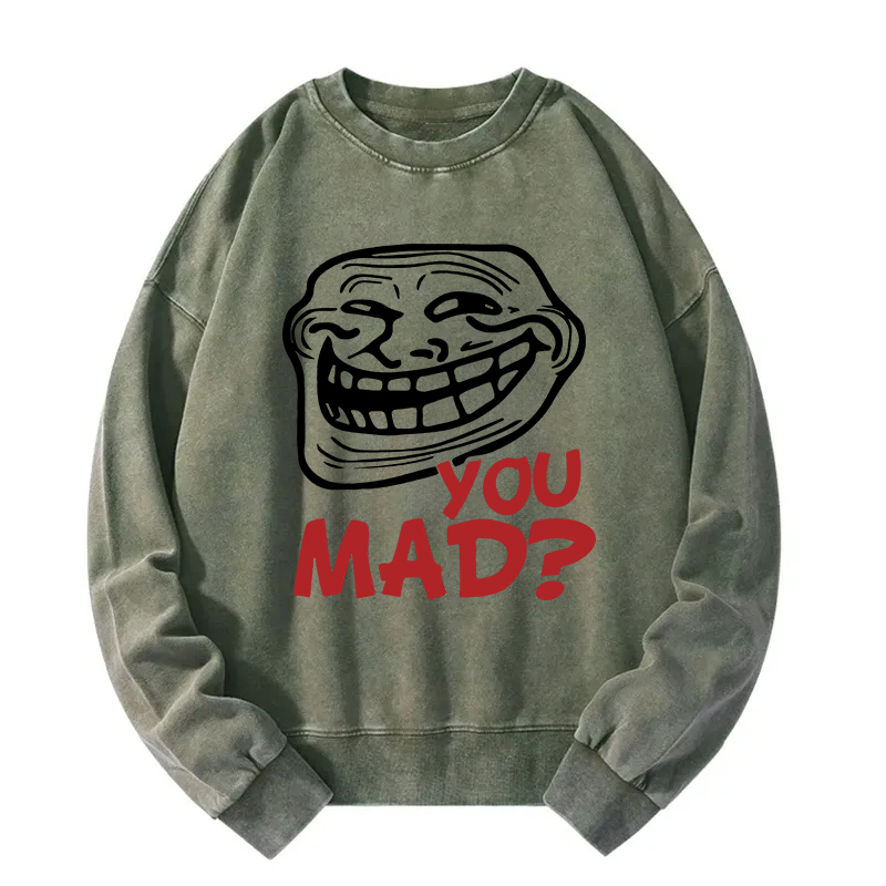 Retro Troll Face Funny Internet Meme Washed Sweatshirt