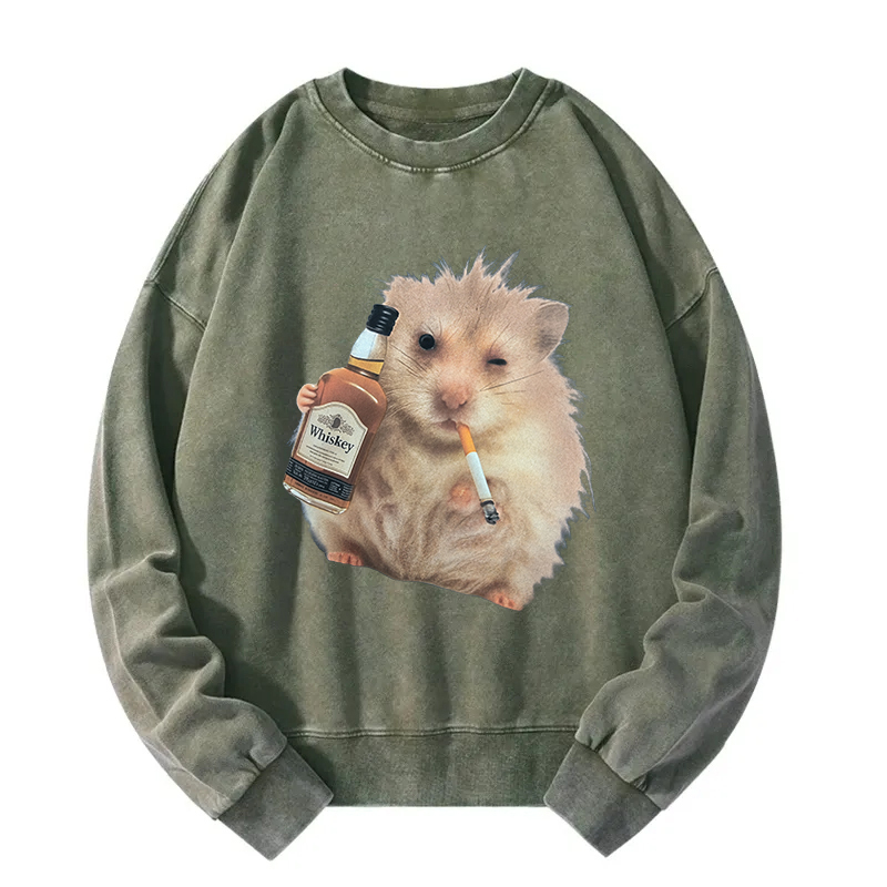 Smoking Rat Washed Sweatshirt