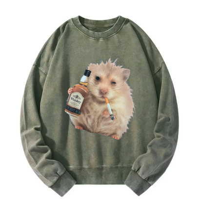 Smoking Rat Washed Sweatshirt