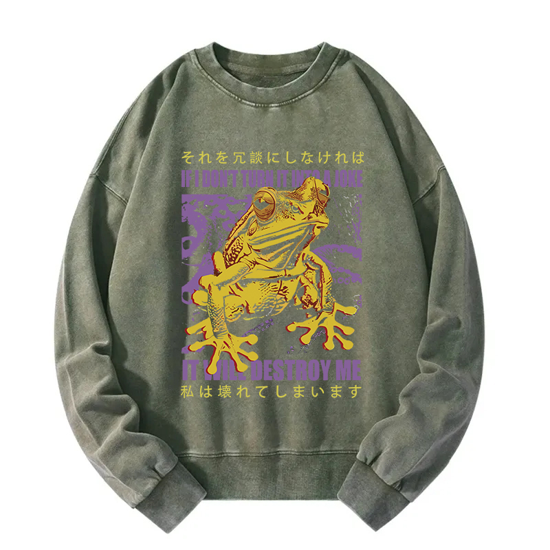 A Frog Prone To Emotional Breakdown Washed Sweatshirt