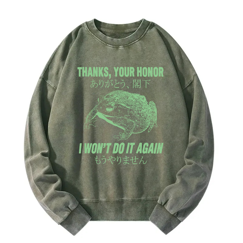 I Won't Do It Again Frog Washed Sweatshirt