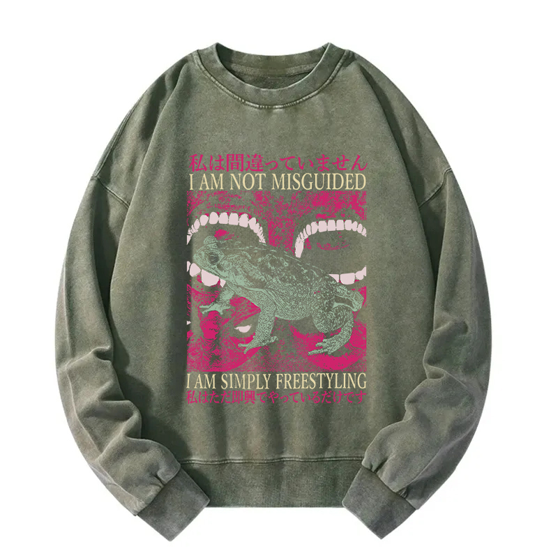 I Am Not Misguided Vintage Japanese Frog Washed Sweatshirt