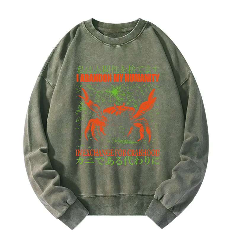 Vintage Japanese Crab Jokes Washed Sweatshirt