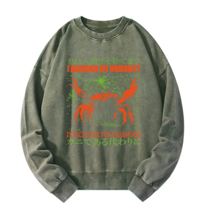 Vintage Japanese Crab Jokes Washed Sweatshirt