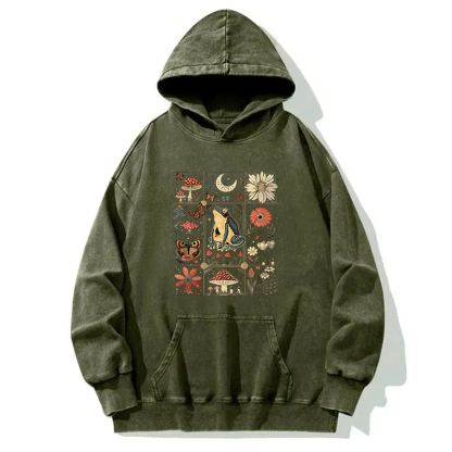 Celestial Frog Goblincore Mushroom Washed Hoodie