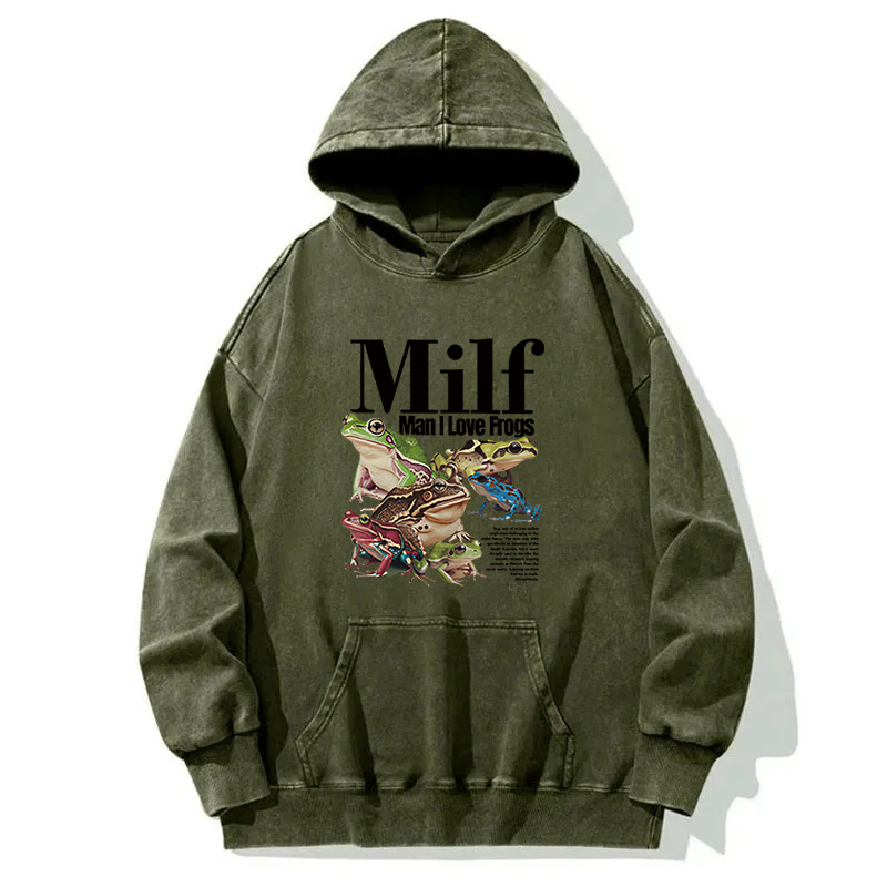 Man I Love Frogs Meme Washed Hoodie