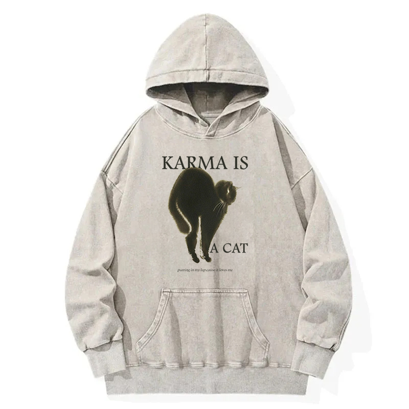 Karma Is A Cat Washed Hoodie