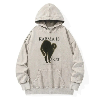 Karma Is A Cat Washed Hoodie