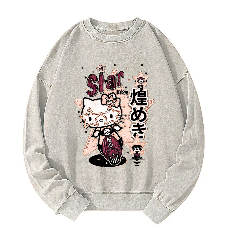 Rebellious Kitten Washed Sweatshirt